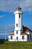 Point Wilson-Leuchtturm im Fort Worden State Park; Port Townsend, Bundesstaat Washington, USA