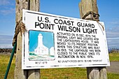Point Wilson Lighthouse Information Sign; Fort Worden State Park, Port Townsend, Washington State, Usa