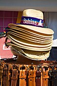 Santa Cruz Port, Huatulco, Oaxaca State, Mexico; Close Up Of Souvenir Hats And Belts In Handicraft Market