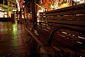 Seattle, Washington, Usa; City Park Bench At Night