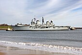 Battleship On The River Tyne, Northumberland, England