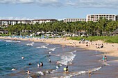 Maui, Hawaii, Usa; Busy Beach Scene