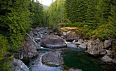 Schöne Flussszene, Elk Falls, Britisch-Kolumbien, Kanada