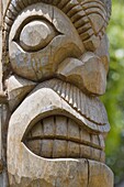 Close-Up Of Wood-Carved Island Idol Kauai; Hawaii, Usa