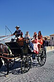 Pferd und Kutsche auf der Messe und dem Fest von Pedro Romero, Ronda, Spanien