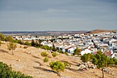 Frühmorgendlicher Blick über das Dorf, Teba, Malaga, Spanien