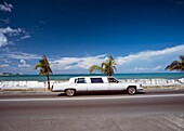 Limousine Cruising Past The Seafront