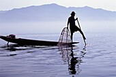 Traditional Fisherman On Inle Lake