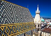 Stephansom Tiled Roof And Skyline Of Vienna
