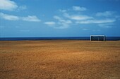 Empty Football Pitch By The Ocean