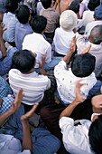 People In Audience Clapping, High Angle View