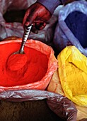Man Mixing Clothes Dyes In Hotan Sunday Market