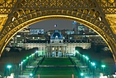 View At Night From The Palais De Chaillot To The Eiffel Tower And The Ecole Militaire Behind.