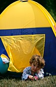 Young Girl In Door Of Tent