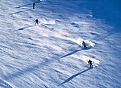 Skifahren in Les Arcs, hohe Winkel Ansicht