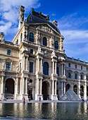 Musee Du Louvre With Small Glass Pyramid.