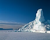 Iceberg On Frozen Sea