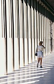 Woman Walking Beside Columns In Stoa Of Attalos, Agora