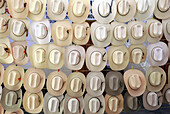 Large Group Of Hats Hanging In A Market