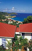 View Over Houses Towards Ocean, High Angle View