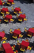 Empty Cafe Table And Chairs, Aerial View