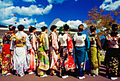 Women Wearing Kimonos During Obon Festival