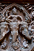 Details Of Carvings In The Ruins Of Wat Phu.