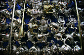 Silver Teapots In A Market Stall In The Souk.