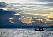 Fishermen Going Past Island Of Domwe At Dusk