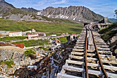 Old Ore Car Tracks On A Wooden Trestle Overlooking The Indendence Mine State Historical Park, Hatcher Pass, Southcentral Alaska