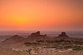 The View From Jebel Hafeet Mountain At Sunset; Al Ain, Abu Dhabi, United Arab Emirates