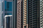 Apartment And Office Buildings Lining Sheikh Zayed Road; Dubai, United Arab Emirates
