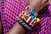 Africa, Kenya, Masai Mara National Reserve, Mara Ashnil region. Masai tribal jewelry and ornamentation.