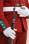 Morocco, Rabat. Detail of the uniform of a Royal Mausoleum Guard.