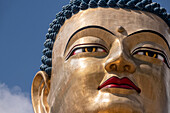 Bhutan, Thimphu. Kuensel Phodrang, auch Buddha Point genannt, die größte Buddha-Statue des Landes. Detail der Statue.