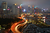 Island Eastern Corridor Motorway, Causeway Bay, and high-rises of Wan Chai and Central, Hong Kong, China
