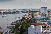 Vietnam, Mekong-Delta. Can Tho, Blick von oben auf die Stadt und den Can Tho-Fluss