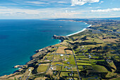 Tunnel Beach und Blackhead, Südküste, Dunedin, Otago, Südinsel, Neuseeland, Luftaufnahme