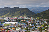 Neuseeland, Südinsel, Westküste, Greymouth, Blick auf die Stadt von oben