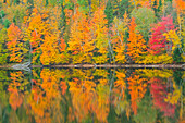 Kanada, Québec, Saint-Mathieu-du-Parc. Herbstfarben spiegeln sich im Lac Trudel