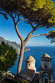 View over Gulf of Salerno from Villa Rufolo, Ravello, Campania, Italy