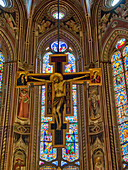 Italy, Florence. The Crucifix by Giotto in the Nave of the Church of Santa Maria Novelle.