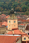 Brasov, Romania. Rooftops and city from hilltop.