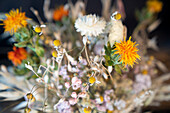 Decorative bunch of dry wild flowers on display in home decoration shop
