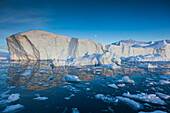 Greenland, Disko Bay, Ilulissat, floating ice at sunset