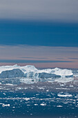 Greenland, Disko Bay, Ilulissat, elevated view of floating ice