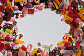 Assorted candies background
