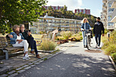 People relaxing on sunny day