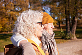 Senior couple in autumn park