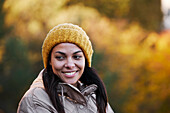 Smiling woman looking away